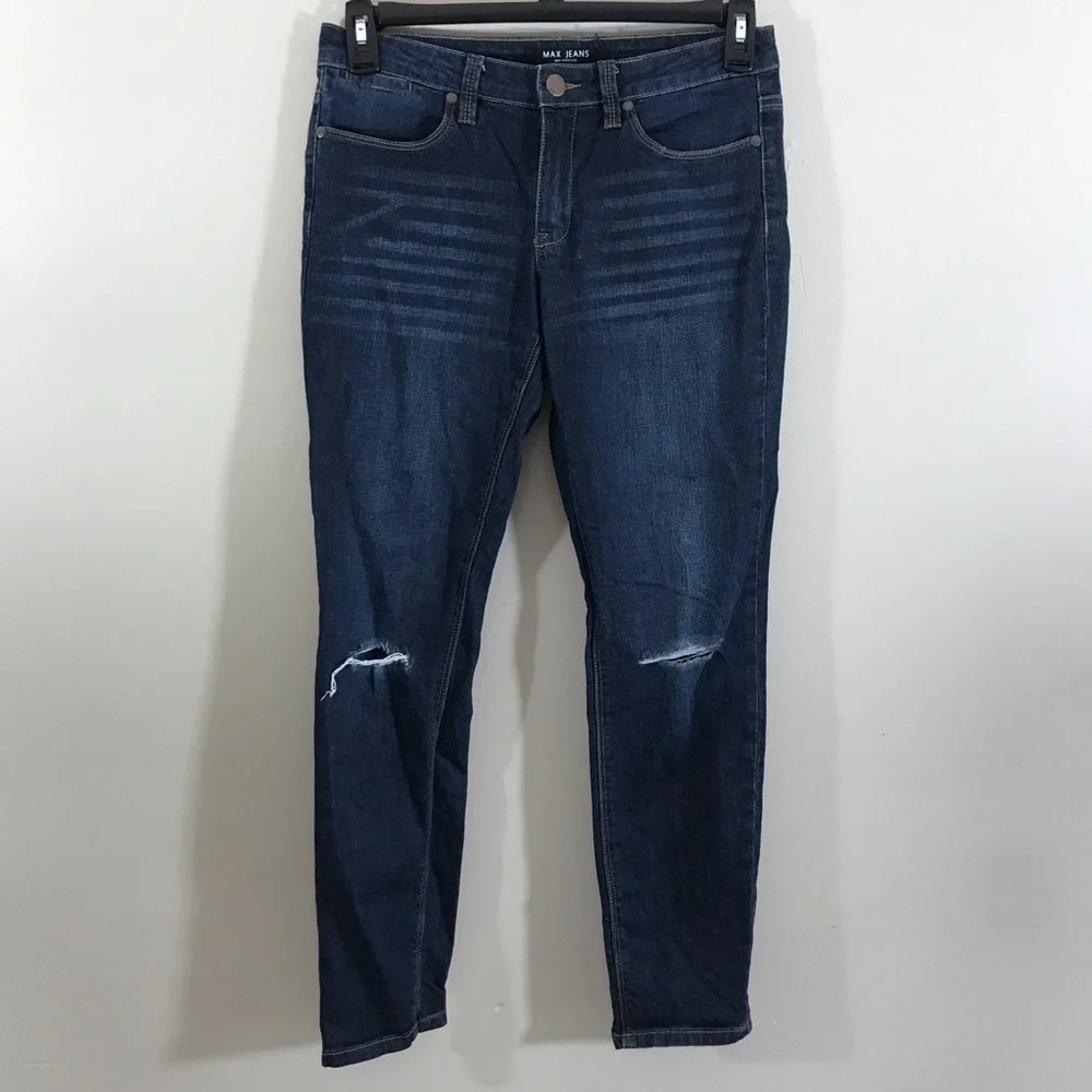 Max Jeans skimmer dark wash distressed skinny jean